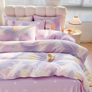 Juego de Ropa de Cama de 4 Piezas, 100% Algodón Twill, 200 Hilos, Reversible, Estampado por Ambos Lados, Transpirable, para Hogar, Dormitorio - Product Image 3