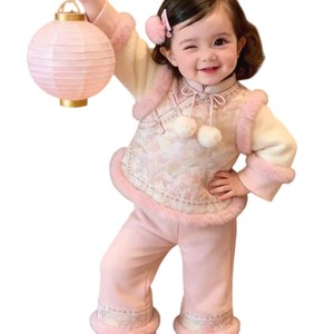 Tongxingyuan Chinese Style Baby Girls Two Piece Set Fleece Winter New Year Outfit Traditional Clothing - Product Image 5