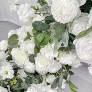 Fleur Blanche Artificielle Coureur Rose Blanc Rose Vert Feuilles Soie Fleur Chemin pour Table Mariage Décor Fleur Blanche - Product Image 4