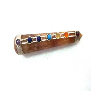 wholesale agate natural gemstone Natural Yellow Aventurine Seven Chakra Gemstone Healing Wand chakra healing wands for sale