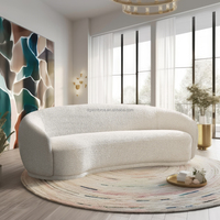 Meubles de salon de luxe nordiques modernes canapé 3 places en forme de noix de cajou incurvé pour hôtels villas canapé en velours crème design