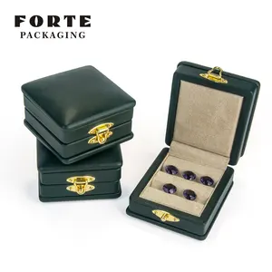 FORTE继承经典黑色绿色珠宝展示盒便携式皮革宝石石盒