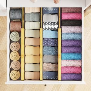 <b>6</b> Pack Expandable Bamboo Spring Loaded Dresser <b>Drawer</b> Dividers for Clothing Wood Adjustable <b>Drawer</b> Organizers for Kitchen - Product Image 2