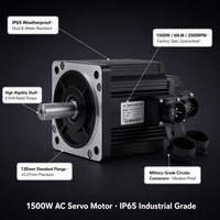 Motor Servo AC de 1500W 220V con Controlador, 6N.M 2500RPM, Compatible con Control de Pulso/IO/RS485, Modos de Torque, Posición y Velocidad