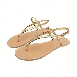 Designer Round Toe <b>Padlock</b> Lock Gold Bicolor Ankle-Strap Sandals Naked Leather Pop Sandals Cross Strap Retro Minimalist Sandal - Product Image 5