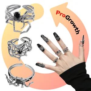 Cincin laba-laba logam pribadi mode perhiasan Halloween gelap cincin jari terbuka indeks dapat disesuaikan Gothic Hip-hop Punk cincin