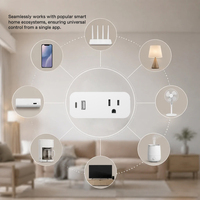 Stop Kontak Pintar Terlaris Pemantau Energi WiFi Colokan US 16A Tuya Kontrol Suara Alexa Timer Kontrol Grup 1800W 0.7-1.3W PC
