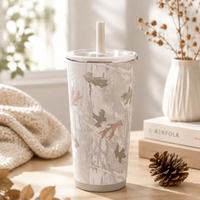 Gobelet isotherme en acier inoxydable de 14 oz et 20 oz avec paille, grande capacité, tasse de voyage pour le bureau et l'extérieur, anti-fuite