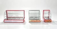 Vitrine chauffante commerciale isolée en verre incurvé avec éclairage LED pour biscuits, hamburgers, pain, tartes aux œufs et autres aliments