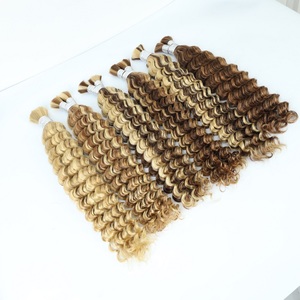 FH làm nổi bật sâu sóng Boho Dải bện tóc con người số lượng lớn không có sợi ngang 12A đôi rút ra Brazil Trinh Nữ 100% tóc con người số lượng lớn cho bện - Product Image 1