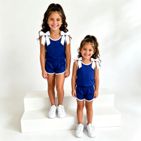 Tenue de cheerleaders pour filles, ensemble deux pièces respirant en fibre de bambou naturelle, haut sans manches personnalisable avec bretelles à nœuds et bordure contrastante