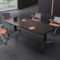 Table de conférence rectangulaire moderne en bois massif, design écologique, pieds réglables, option pliable, mobilier de bureau, 10 places