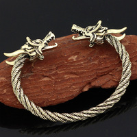 Dragon Celtique Viking Rétro Européen Américain pour Bracelet pour Homme Accessoire Classique en Alliage Réglable Bicolore pour Anniversaires