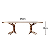 Table basse de style antique de luxe en FRP avec base dorée, table console d'hôtel avec plateau en verre pour salon