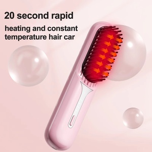 2024 Hot Comb Cordless Hair Style Brush Portable <b>Mini</b> Hair Straightener Brush With 4 Temp Settings & Anti-Scald - Product Image 3