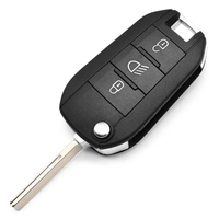 Clé de Voiture Télécommande Pliable MS 3 Boutons 433 MHz Puce 46, pour Véhicule Peugeot avec Lame de Clé Métallique HU83 Non Taillée