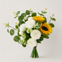 Bouquets de fleurs artificielles pour la décoration de table de mariage, centre de table, bouquet de tournesols et de pivoines, arrangement floral, décoration intérieure