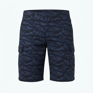 Pantalones Cortos Cargo de Camuflaje Azul para Hombre, Cintura Media, Secado Rápido, Ropa Casual de Verano con Bolsillos - Product Image 1