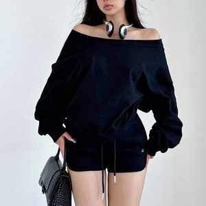 Conjunto de Camiseta de Verano para Mujer, Manga Corta, Mezcla de Poliéster/Algodón, Diseño Sexy con Parches, Mangas Caídas, Transpirable - Product Image 3