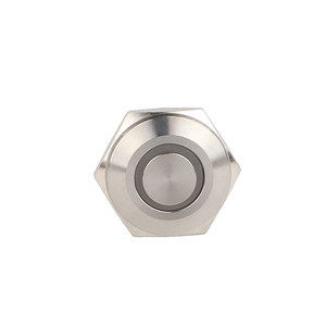 Interrupteur à bouton-poussoir en métal éclairé par un anneau LED, verrouillage étanche de 19mm, tête ronde haute autobloquant - Product Image 1