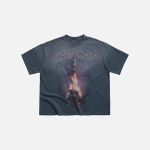 Camiseta The Tower Vintage Ombre Blue Boxy, de Algodón Suave, con Estampado Gráfico Artístico, Estilo Urbano, Unisex - Product Image 1