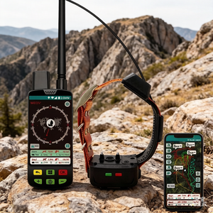 Traceur GPS Commercial pour Chiens 4G GPS+VHF 15KM Transmission Réseau Cellulaire en Cas de Panne Enregistrement de Données sur <span class=keywords><strong>Carte</strong></span> TF Silicone Métal Beidou - Product Image 1