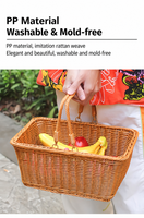Panier de rangement rustique coloré en rotin PE écologique avec poignées pour la présentation de fruits en cuisine et les buffets de restaurant
