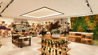 Meuble de Présentation Moderne Personnalisé Style Bois pour Fleuriste avec Éclairage LED, Écologique, Recyclable, Étanche et Robuste