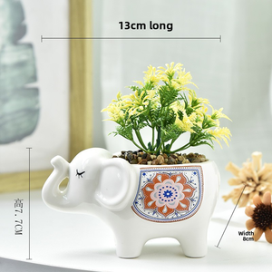 Maceta de flores suculentas de dibujos animados, planta verde blanca, cerámica, decoración del hogar, elefante esmaltado, personalidad Simple, especial creativo - Product Image 6