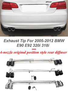 Embout d'Échappement en Fibre de Carbone et Acier Inoxydable pour BMW E36 <span class=keywords><strong>E46</strong></span> E90 E92 E93 316i 318i 320i 325 330i M AK MT MP <span class=keywords><strong>M3</strong></span> M4 - Product Image 3