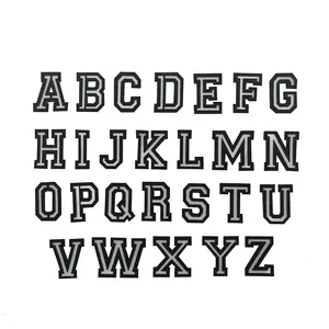 定制服务A-Z字母客户设计支持反光雪尼尔刺绣贴片，背衬有钩环或铁