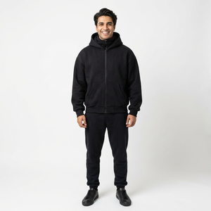 Nouveauté : Hoodie Balaclava sur mesure en molleton 100% coton, style oversize à épaules tombantes, avec poche, streetwear, fermeture éclair, motifs unis - Product Image 1