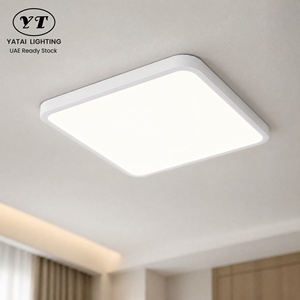Lámpara de techo LED cuadrada moderna de 55W, montaje en superficie de acrílico, tricolor, para dormitorio, sala de estar, pasillo, decoración del hogar - Product Image 1