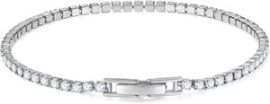 Bracelet tennis classique en or plaqué 14 carats avec zircone cubique de 3 mm pour femmes, taille 6,5 à 7,5 pouces, en laiton, moissanite pour les fêtes - Product Image 4