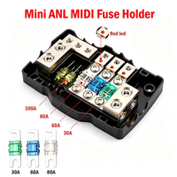 Boîtier de distribution de fusibles robuste à 3 circuits pour autoradio avec porte-fusibles mini ANL et LED rouge pour camping-cars et bateaux