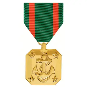 Ouro sandblast barco âncora medalha Marinha e Corpo de Fuzileiros Navais Achievement Medalha Anodizado Full Size medalhão feito sob medida