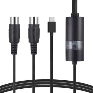 工厂批发定制大DIN 5针USB C型至MIDI音乐编辑电缆，用于电动钢琴和鼓