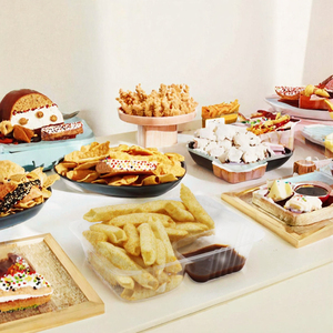 100 plateaux jetables en plastique PP de 12 oz pour chocolat, salades, biscuits, nachos, 6x5, 2 compartiments, plateaux transparents pour collations pour les fêtes d'enfants, les films - Product Image 2