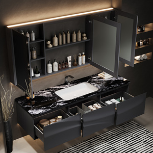 Elegante Mobile da Bagno con Lavabo Singolo o Doppio: Perfetta Combinazione di Stile Lussuoso e Moderno con Specchio Intelligente e Vano Portaoggetti - Product Image 2