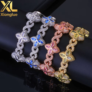 Four-leaf Clover Zircon 8-character Cuban <b>Bracelet</b> Hip-hop Unisex Trend Jewelry Tanjing Fashion Lijing Necklace <b>Copper</b> Alloy - Product Image 4