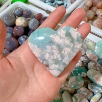 Pierres Roulées en Agate Verte Naturelle, Forme Cœur, Polies, Cristaux de Poche, Pierres de Guérison, Vente en Gros