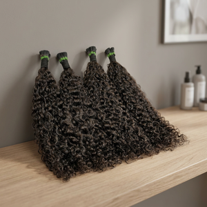 Remy Human Hair Natural Black Kinky <b>Curly</b> Cuticle Aligned Pre Bonded <b>Curly</b> Remy Hair - Product Image 5