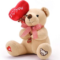 Oso de Peluche con Corazón Rojo, Almohada de Peluche Personalizada Súper Suave, Juguete de Peluche para el Día de San Valentín, Te Amo, Peluche Súper Suave para el Día de San Valentín