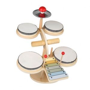 Natural Wood New Arrival Baby Multifunctional Xylophone Wooden <b>Drum</b> Stand Instrument Toy for Toddler - Product Image 1