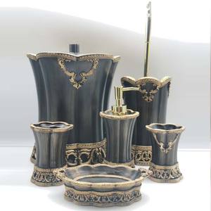 Set di Accessori da Bagno di Lusso in Resina con Motivo Bambù, 6 Pezzi, Kit Completo per Doccia e Lavabo, Arredo Bagno per Hotel e Casa - Product Image 3