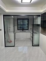 Three Four Five Linkage Extremely Narrow Aluminum Telescopic Sliding Glass Door Exterior Glass Partition Wall Room Divider