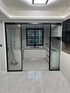 Three Four Five Linkage Extremely Narrow Aluminum Telescopic Sliding Glass Door Exterior Glass Partition Wall <strong>Room</strong> <strong>Divider</strong> - Product Image 6