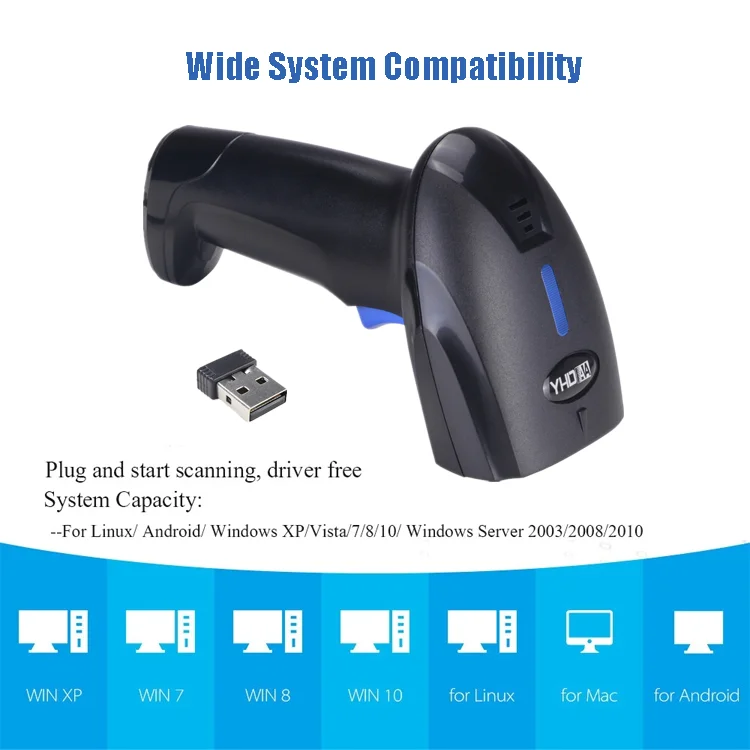 Wireless 2D Barcode Scanner Adopted 2.4G Wireless Connection Technology Long Distance Connection