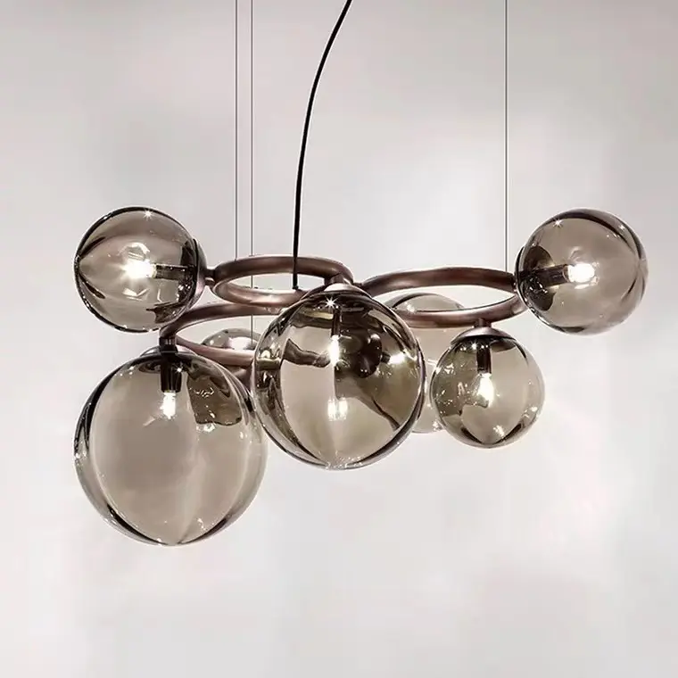 Простые современные стеклянные подвесные лампы В индустриальном стиле, подвесные светильники для кухни и столовой, Шариковая люстра