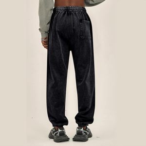 Pantalon de jogging ample à jambe large pour femme, taille haute, délavé à l'acide, avec poches, style streetwear décontracté, en tissu éponge respirant - Product Image 2
